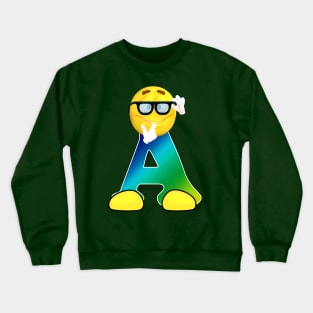 Letter A Alphabet Smiley Monogram Face Emoji Shirt for Men Women Kids Crewneck Sweatshirt